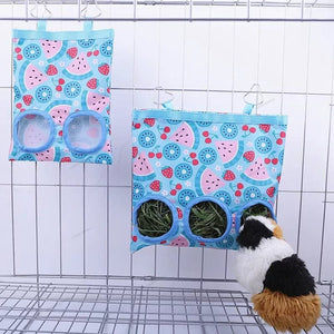 Planet Gates Hay Bag Hanging Pouch Feeder Holder Feeding Dispenser Container for Rabbit Guinea Pig Small Animals Pet Bunny Cage Accessories