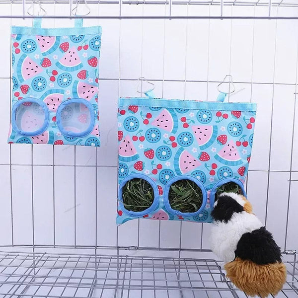 Planet Gates Hay Bag Hanging Pouch Feeder Holder Feeding Dispenser Container for Rabbit Guinea Pig Small Animals Pet Bunny Cage Accessories