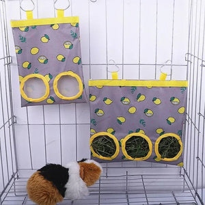 Planet Gates Hay Bag Hanging Pouch Feeder Holder Feeding Dispenser Container for Rabbit Guinea Pig Small Animals Pet Bunny Cage Accessories