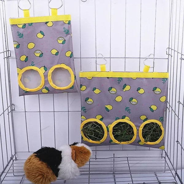 Planet Gates Hay Bag Hanging Pouch Feeder Holder Feeding Dispenser Container for Rabbit Guinea Pig Small Animals Pet Bunny Cage Accessories
