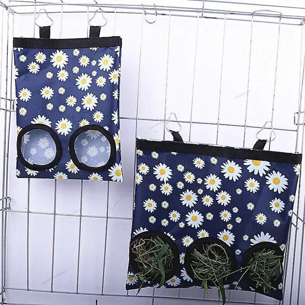 Planet Gates Hay Bag Hanging Pouch Feeder Holder Feeding Dispenser Container for Rabbit Guinea Pig Small Animals Pet Bunny Cage Accessories