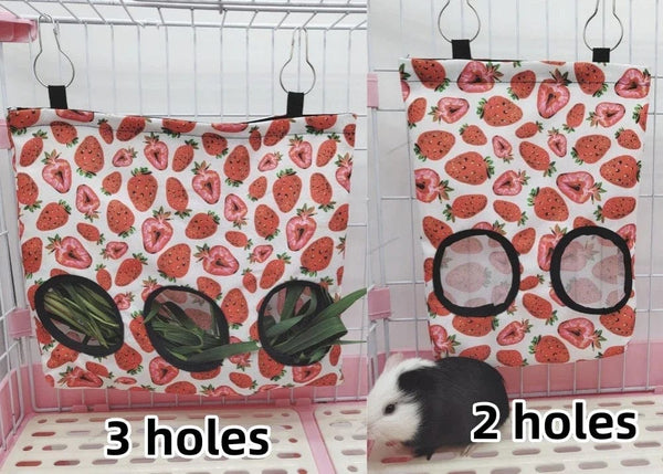 Planet Gates Hay Bag Hanging Pouch Feeder Holder Feeding Dispenser Container for Rabbit Guinea Pig Small Animals Pet Bunny Cage Accessories