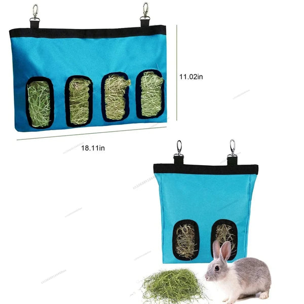 Planet Gates Hay Bag Hanging Pouch Feeder Holder Feeding Dispenser Container for Rabbit Guinea Pig Small Animals Pet Bunny Cage Accessories