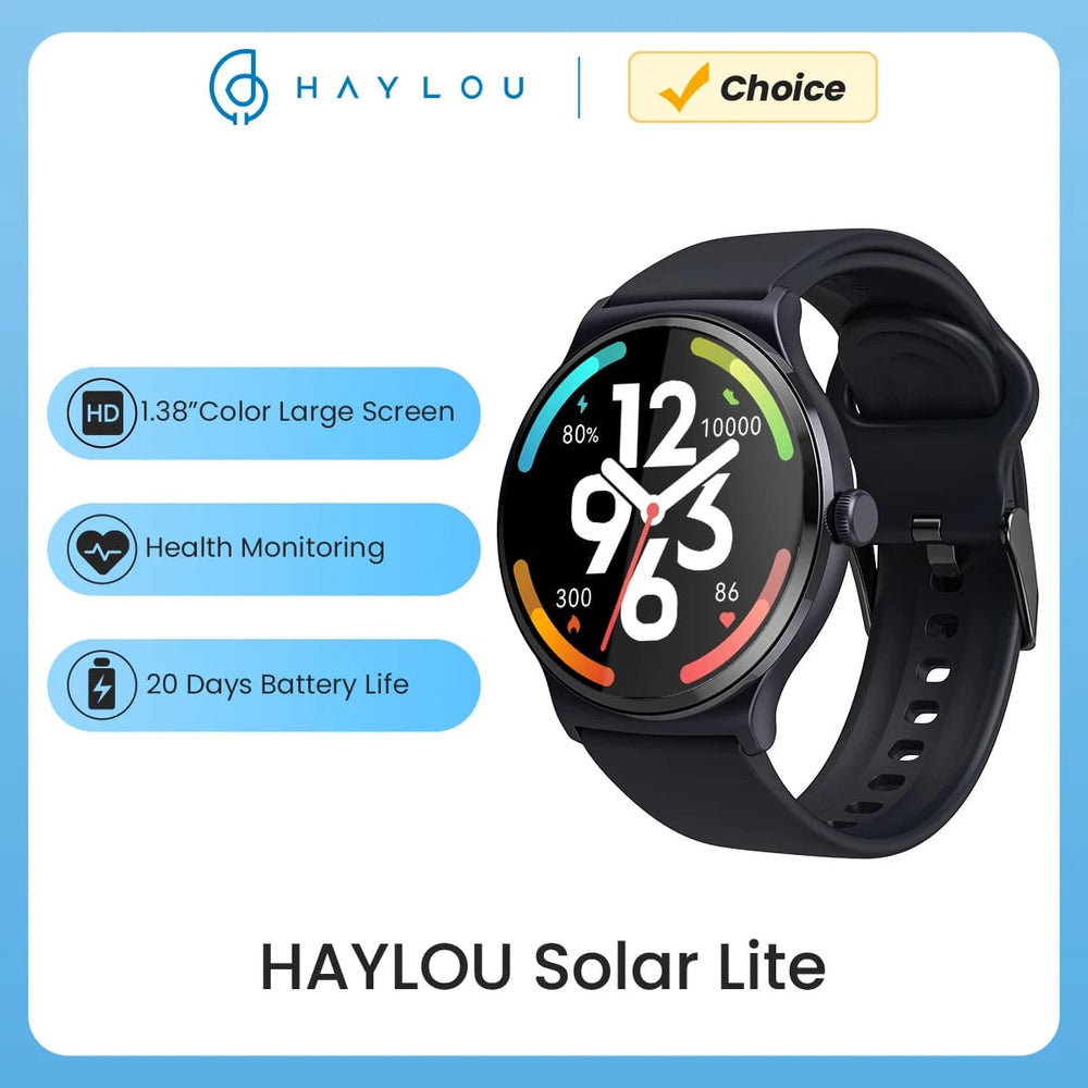 Planet Gates HAYLOU Solar Lite Smart Watch 1.38" Display Bluetooth 5.3 100+ Watch Faces SpO2 Heart Rate Monitor 20 Days Endurance Smartwatch