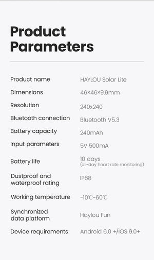 Planet Gates HAYLOU Solar Lite Smart Watch 1.38" Display Bluetooth 5.3 100+ Watch Faces SpO2 Heart Rate Monitor 20 Days Endurance Smartwatch