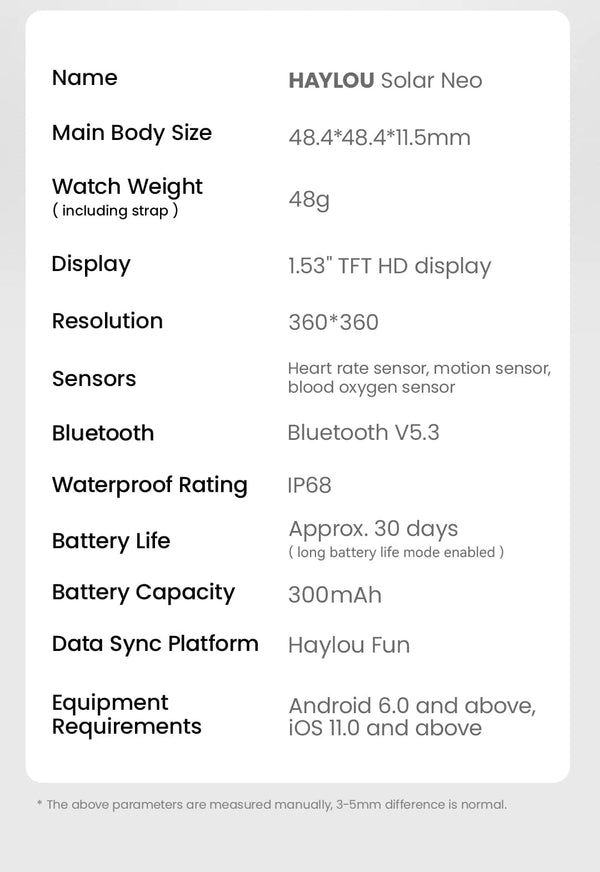 Planet Gates HAYLOU Solar Neo Smart Watch 1.53'' HD Display Bluetooth Call 24H Health Monitoring Smartwatchs Men Women Smart Sport Watchs