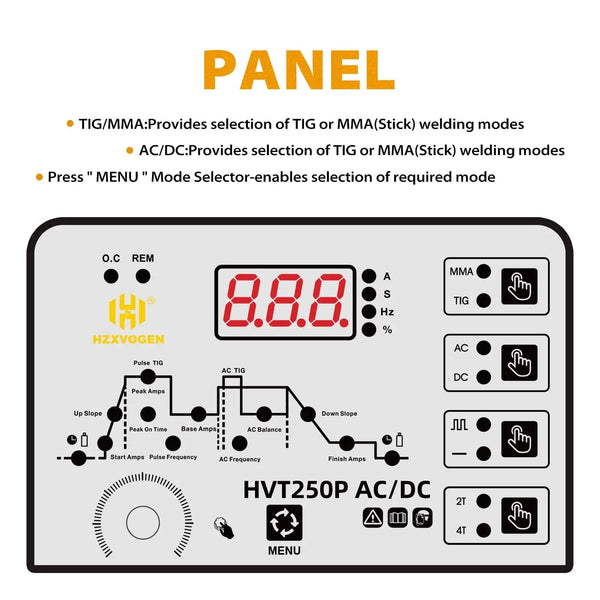 Planet Gates HBT250P AC DC / spain HZXVOGEN Tig AC/DC Welder Aluminum Welding Machine ARC Stick Welder Tools IGBT Inverter soldador With Pulse сварочный аппар