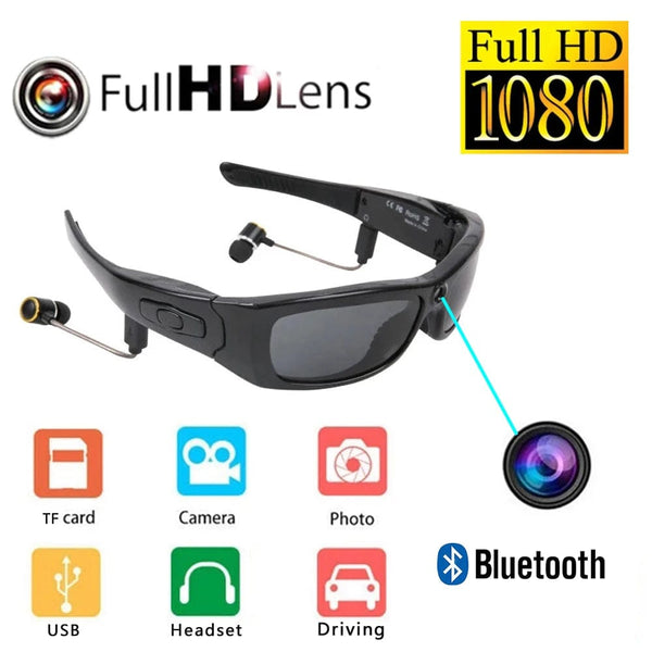 Planet Gates HD 1080P Mini Camcorder Glasses Camera With Bluetooth Headset Polarized Sunglasses Sports Camera Driving Cycling Video Recorder