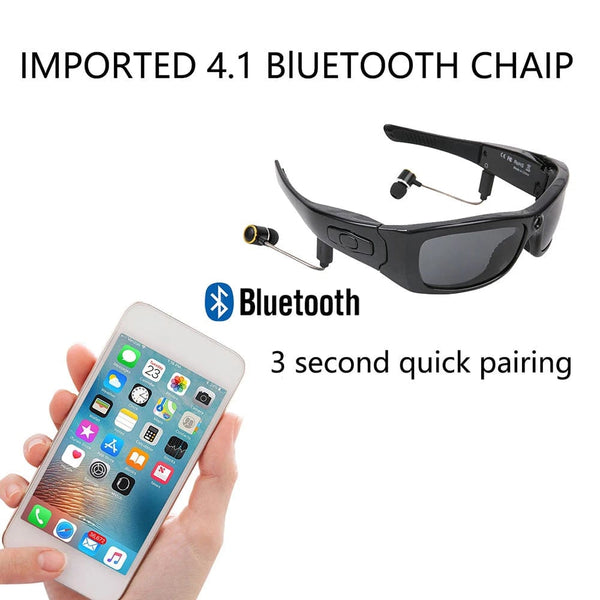 Planet Gates HD 1080P Mini Camcorder Glasses Camera With Bluetooth Headset Polarized Sunglasses Sports Camera Driving Cycling Video Recorder