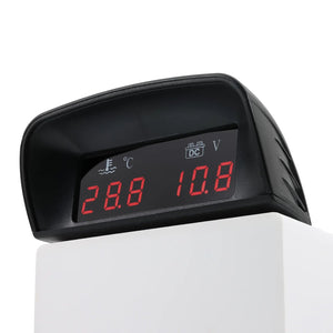 Planet Gates HD Automobile 2-in-1 LCD Instrument Horizontal Celsius Water Temperature Gauge Voltmeter Red Light Digital Instrument DC 12V~24V