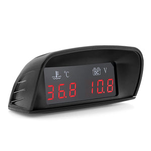 Planet Gates HD Automobile 2-in-1 LCD Instrument Horizontal Celsius Water Temperature Gauge Voltmeter Red Light Digital Instrument DC 12V~24V