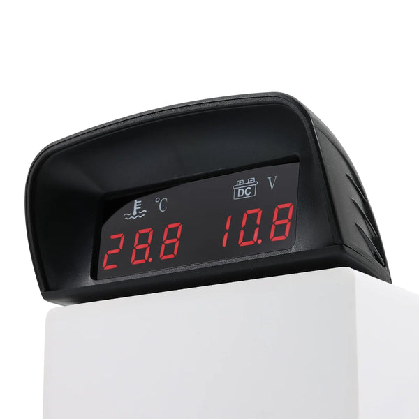 Planet Gates HD Automobile 2-in-1 LCD Instrument Horizontal Celsius Water Temperature Gauge Voltmeter Red Light Digital Instrument DC 12V~24V