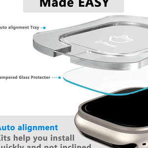 Planet Gates HD Tempered Glass Film For Apple Watch Series Ultra 49mm With Alignment Tool Easy Install Screen Protector For iWatch Ultra 2