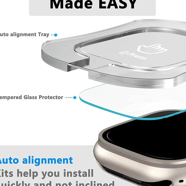 Planet Gates HD Tempered Glass Film For Apple Watch Series Ultra 49mm With Alignment Tool Easy Install Screen Protector For iWatch Ultra 2