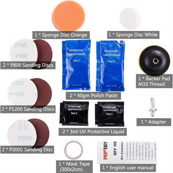 Planet Gates Headlight Restoration Kit Car Headlight Restoration Kit Brightener Headlamp Scratch Repair Liquid Paste Light Lens Polisher Cleaning Paste Refurbish Tool