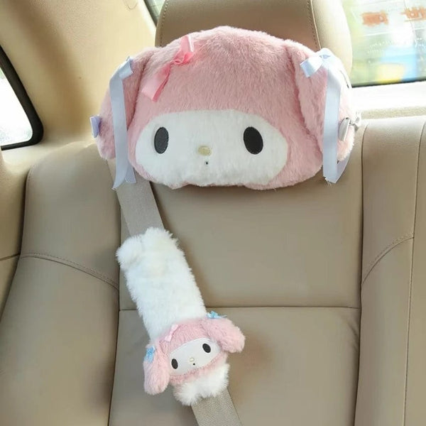 Planet Gates headrest A / As Picture Sanrio Cute My Melody Car Seat Headrest Seat Belt Cover Kawaii Soft Comfortable Back Cushion Pillow Blanket Xmas Gifts Girl