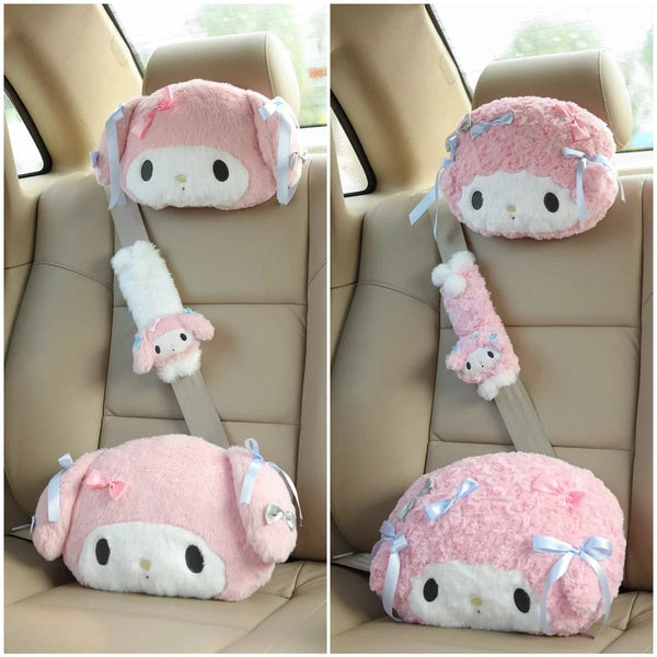 Planet Gates headrest A / As Picture Sanrio Cute My Melody Car Seat Headrest Seat Belt Cover Kawaii Soft Comfortable Back Cushion Pillow Blanket Xmas Gifts Girl