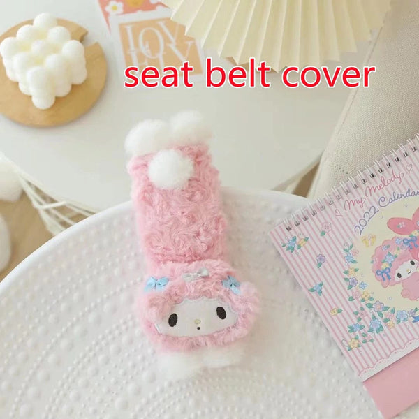 Planet Gates headrest A / As Picture Sanrio Cute My Melody Car Seat Headrest Seat Belt Cover Kawaii Soft Comfortable Back Cushion Pillow Blanket Xmas Gifts Girl