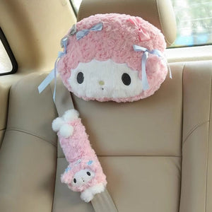 Planet Gates headrest A / As Picture Sanrio Cute My Melody Car Seat Headrest Seat Belt Cover Kawaii Soft Comfortable Back Cushion Pillow Blanket Xmas Gifts Girl