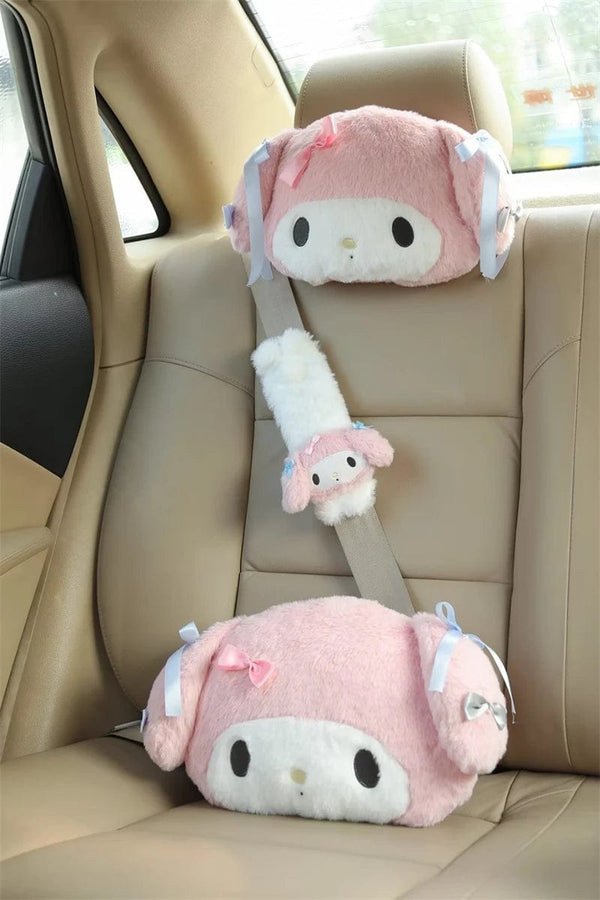 Planet Gates headrest A / As Picture Sanrio Cute My Melody Car Seat Headrest Seat Belt Cover Kawaii Soft Comfortable Back Cushion Pillow Blanket Xmas Gifts Girl
