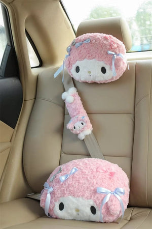 Planet Gates headrest A / As Picture Sanrio Cute My Melody Car Seat Headrest Seat Belt Cover Kawaii Soft Comfortable Back Cushion Pillow Blanket Xmas Gifts Girl