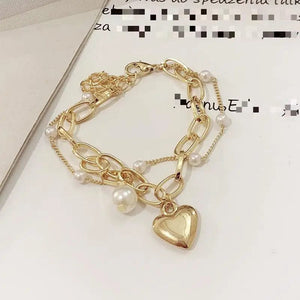 Planet Gates Heart 2pcs Punk Silver Color Chain Couple Bracelet For Women Stainless Steel Romantic Magnet Men Paired Things Fashion Jewelry Pulsera
