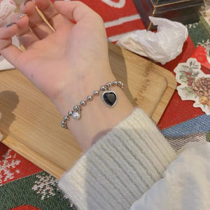 Planet Gates Heart 2pcs Punk Silver Color Chain Couple Bracelet For Women Stainless Steel Romantic Magnet Men Paired Things Fashion Jewelry Pulsera