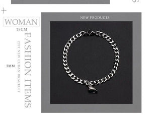 Planet Gates Heart 2pcs Punk Silver Color Chain Couple Bracelet For Women Stainless Steel Romantic Magnet Men Paired Things Fashion Jewelry Pulsera