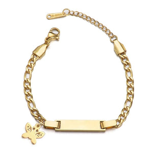 Planet Gates Heart / Engrave 1 Side / steel color Bluelory Custom Newborn Name ID Bar Bracelet For Kids Stainless Steel Engrave Date Symbol Baby Bracelet With Heart Birthday Gift