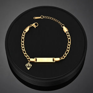 Planet Gates Heart / Engrave 1 Side / steel color Bluelory Custom Newborn Name ID Bar Bracelet For Kids Stainless Steel Engrave Date Symbol Baby Bracelet With Heart Birthday Gift