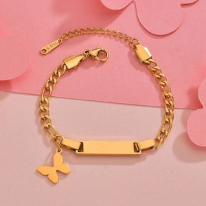 Planet Gates Heart / Engrave 1 Side / steel color Bluelory Custom Newborn Name ID Bar Bracelet For Kids Stainless Steel Engrave Date Symbol Baby Bracelet With Heart Birthday Gift