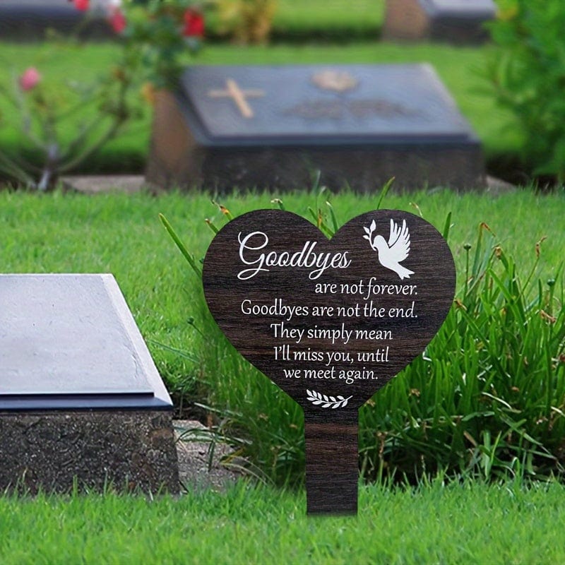 Tablica pamiątkowa w kształcie serca Planet Gates w kształcie gołębicy, 1 sztuka, drewniana tablica pamiątkowa w kształcie serca, drewniany znacznik cmentarny, drewniana wkładka cmentarna, używana do wyrażania pamięci o bliskich, drewniana wkładka pamiątkowa na nagrobek, dekoracja zewnętrznego dziedzińca cmentarnego.