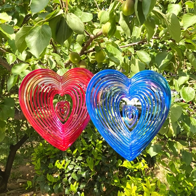 Planet Gates Heart-Shaped Wind Spinner - Add Color & Charm to Your Garden with this Multifunctional Bird Repeller!