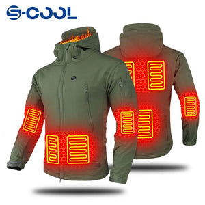 Planet Gates Heated Jacket Men Women's Autumn Jacket Hooded Windbreaker Tactical Hunting Hiking Camping Winter Warm Fishing Skiing Clothing