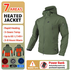 Planet Gates Heated Jacket Men Women's Autumn Jacket Hooded Windbreaker Tactical Hunting Hiking Camping Winter Warm Fishing Skiing Clothing