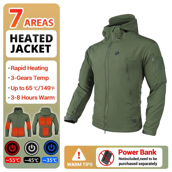 Planet Gates Heated Jacket Men Women's Autumn Jacket Hooded Windbreaker Tactical Hunting Hiking Camping Winter Warm Fishing Skiing Clothing