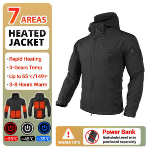 Planet Gates Heated Jacket Men Women's Autumn Jacket Hooded Windbreaker Tactical Hunting Hiking Camping Winter Warm Fishing Skiing Clothing