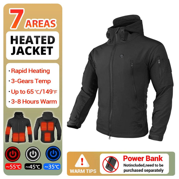 Planet Gates Heated Jacket Men Women's Autumn Jacket Hooded Windbreaker Tactical Hunting Hiking Camping Winter Warm Fishing Skiing Clothing