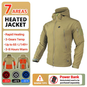Planet Gates Heated Jacket Men Women's Autumn Jacket Hooded Windbreaker Tactical Hunting Hiking Camping Winter Warm Fishing Skiing Clothing