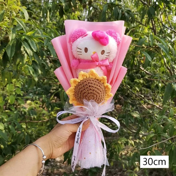 Planet Gates Hello Kitty-24 Hello Kitty Cartoon Plush Bouquet  Anime  Rose Soap Flowers  Doll Home Wedding Decoration Christmas Valentine's Day Gift
