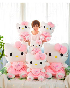 Planet Gates Hello Kitty / 25cm Cute Hello Kitty Pink Plush Stuffed Toys Anime Cartoon Plushie Doll Soft Stuffed Pillow Toys For Children Birthday Xmas Gifts