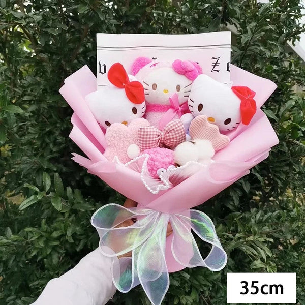 Planet Gates Hello Kitty-3 Hello Kitty Cartoon Plush Bouquet  Anime  Rose Soap Flowers  Doll Home Wedding Decoration Christmas Valentine's Day Gift