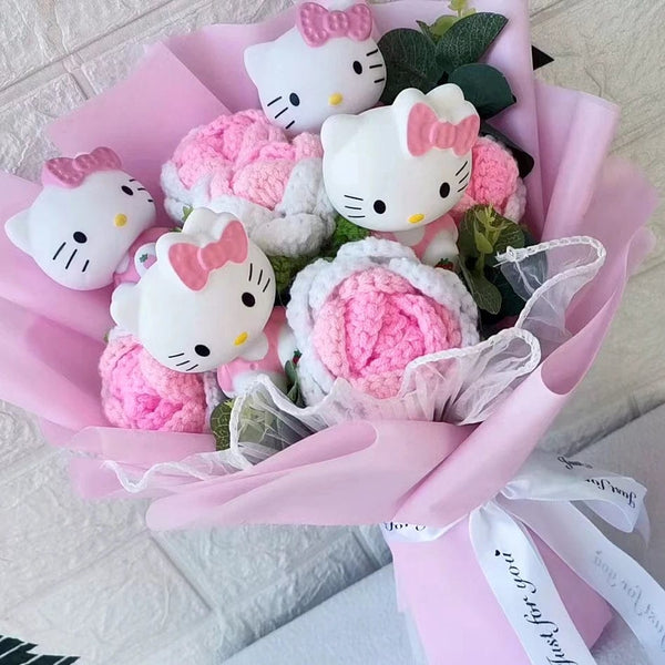 Planet Gates Hello Kitty Cartoon Plush Bouquet  Anime  Rose Soap Flowers  Doll Home Wedding Decoration Christmas Valentine's Day Gift