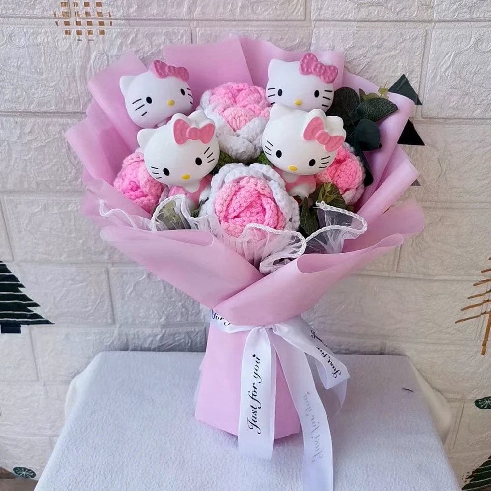 Planet Gates Hello Kitty Cartoon Plush Bouquet  Anime  Rose Soap Flowers  Doll Home Wedding Decoration Christmas Valentine's Day Gift