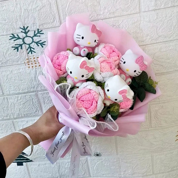 Planet Gates Hello Kitty Cartoon Plush Bouquet  Anime  Rose Soap Flowers  Doll Home Wedding Decoration Christmas Valentine's Day Gift
