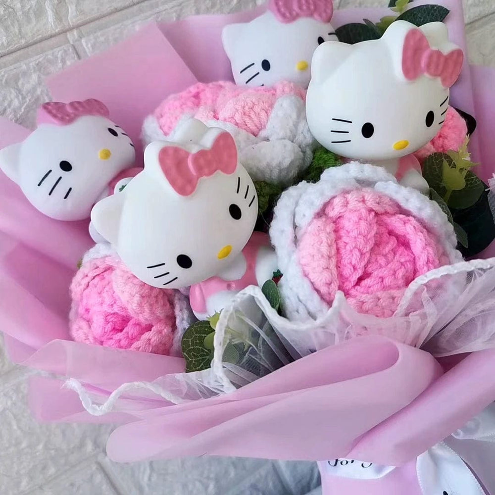 Planet Gates Hello Kitty Cartoon Plush Bouquet  Anime  Rose Soap Flowers  Doll Home Wedding Decoration Christmas Valentine's Day Gift