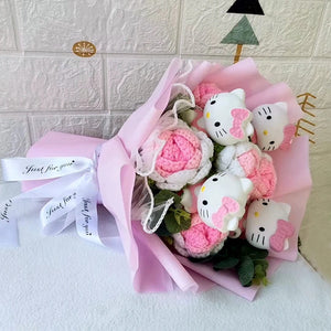 Planet Gates Hello Kitty Cartoon Plush Bouquet  Anime  Rose Soap Flowers  Doll Home Wedding Decoration Christmas Valentine's Day Gift