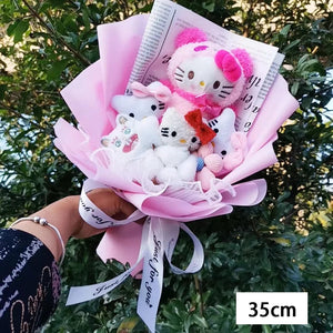 Planet Gates Hello Kitty Cartoon Plush Bouquet  Anime  Rose Soap Flowers  Doll Home Wedding Decoration Christmas Valentine's Day Gift