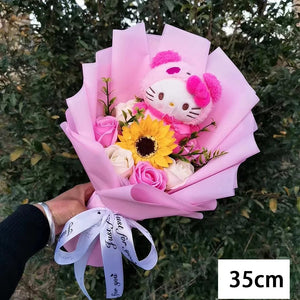 Planet Gates Hello Kitty Cartoon Plush Bouquet  Anime  Rose Soap Flowers  Doll Home Wedding Decoration Christmas Valentine's Day Gift