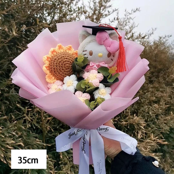 Planet Gates Hello Kitty Cartoon Plush Bouquet  Anime  Rose Soap Flowers  Doll Home Wedding Decoration Christmas Valentine's Day Gift